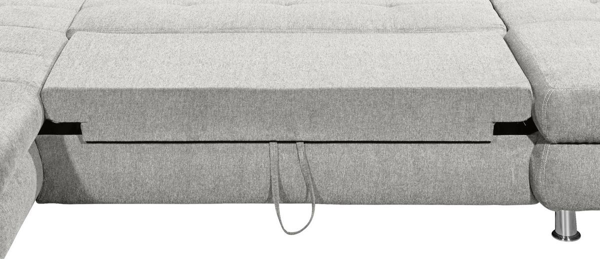 Sedací souprava ALBA U, levá, stříbrná, úl.prostor, lůžko - barvy stříbra, Moderní, textil/plast (233/349/177cm) - MID.YOU