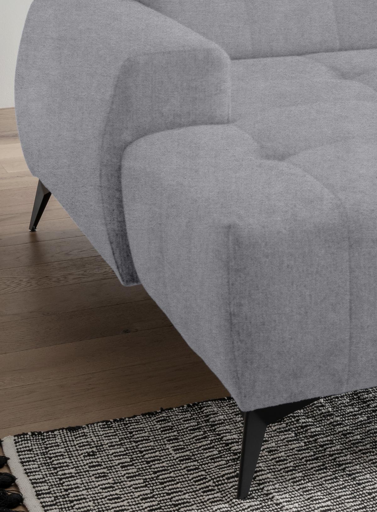 Ecksofa mit USB Anschluss Sano, Hellgrau, S: 180x258 cm - Hellgrau/Schwarz, MODERN, Textil (180/258cm) - Livetastic