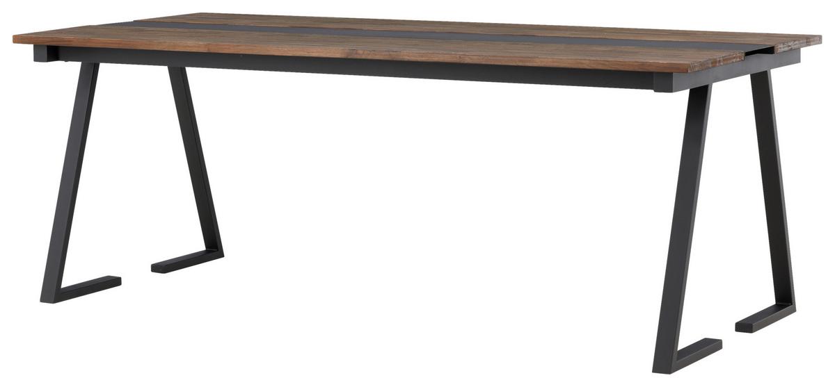 Esstisch Jakarta - Schwarz/Teakfarben, Design, Holz/Metall (200/90/75cm) - Livetastic