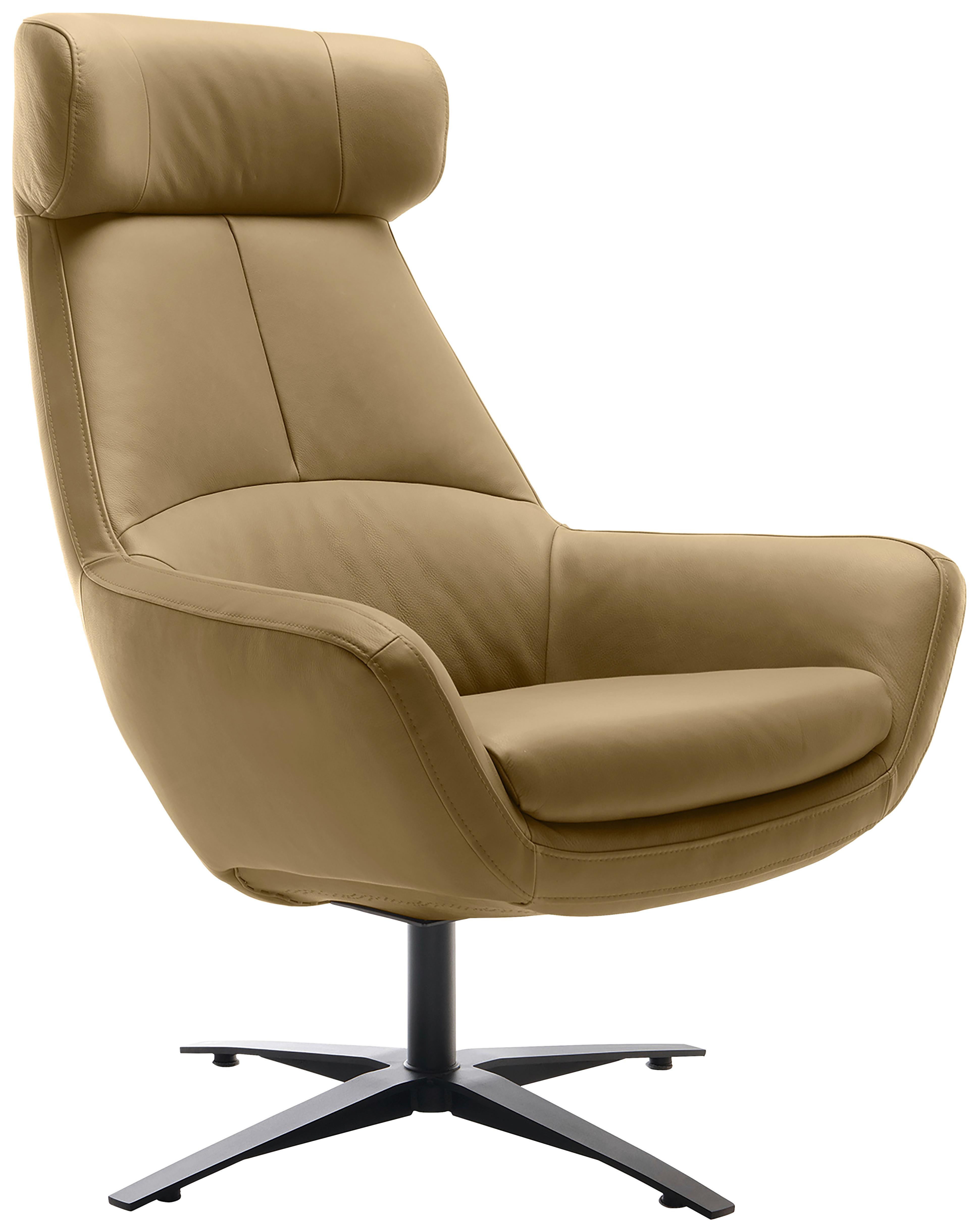 Sessel Be Organic - Hellbraun/Schwarz, MODERN, Leder (81/112/83cm) - Trendmanufaktur