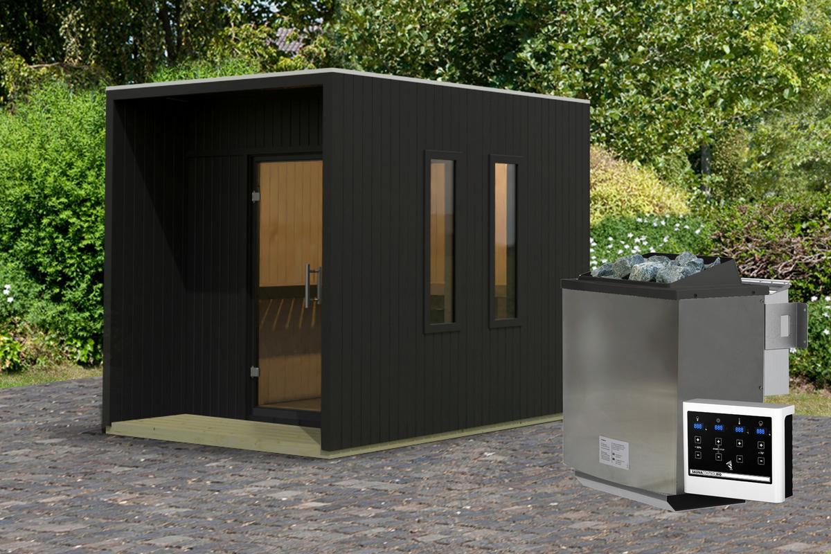 Saunahaus Areluna 2 219/244/287 cm - Schwarz, Basics, Holz (219/244/287cm)