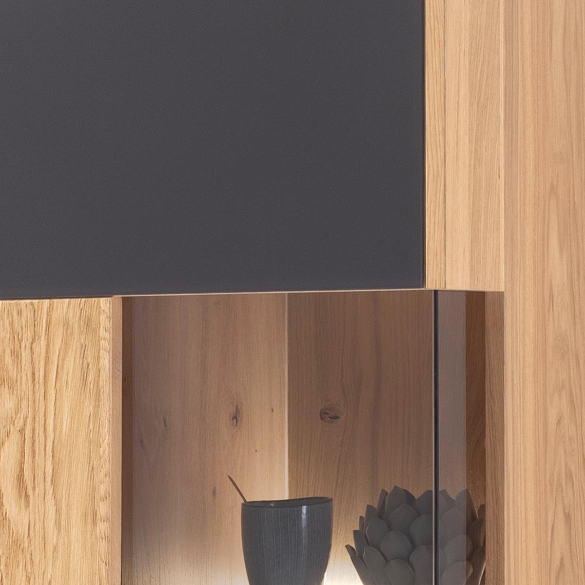 Hängevitrine Valencia B: 64 cm Anthrazit/Eiche - Eiche Bianco/Anthrazit, Design, Glas/Holz (64/119/37cm) - MID.YOU