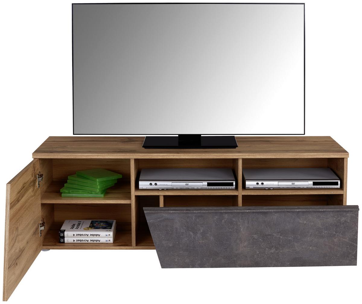 Tv-lowboard Venedig B: 140 Cm Dunnkelgrau Eiche Dekor - Eichefarben/Dunkelgrau, MODERN, Holzwerkstoff (140/47/40cm)