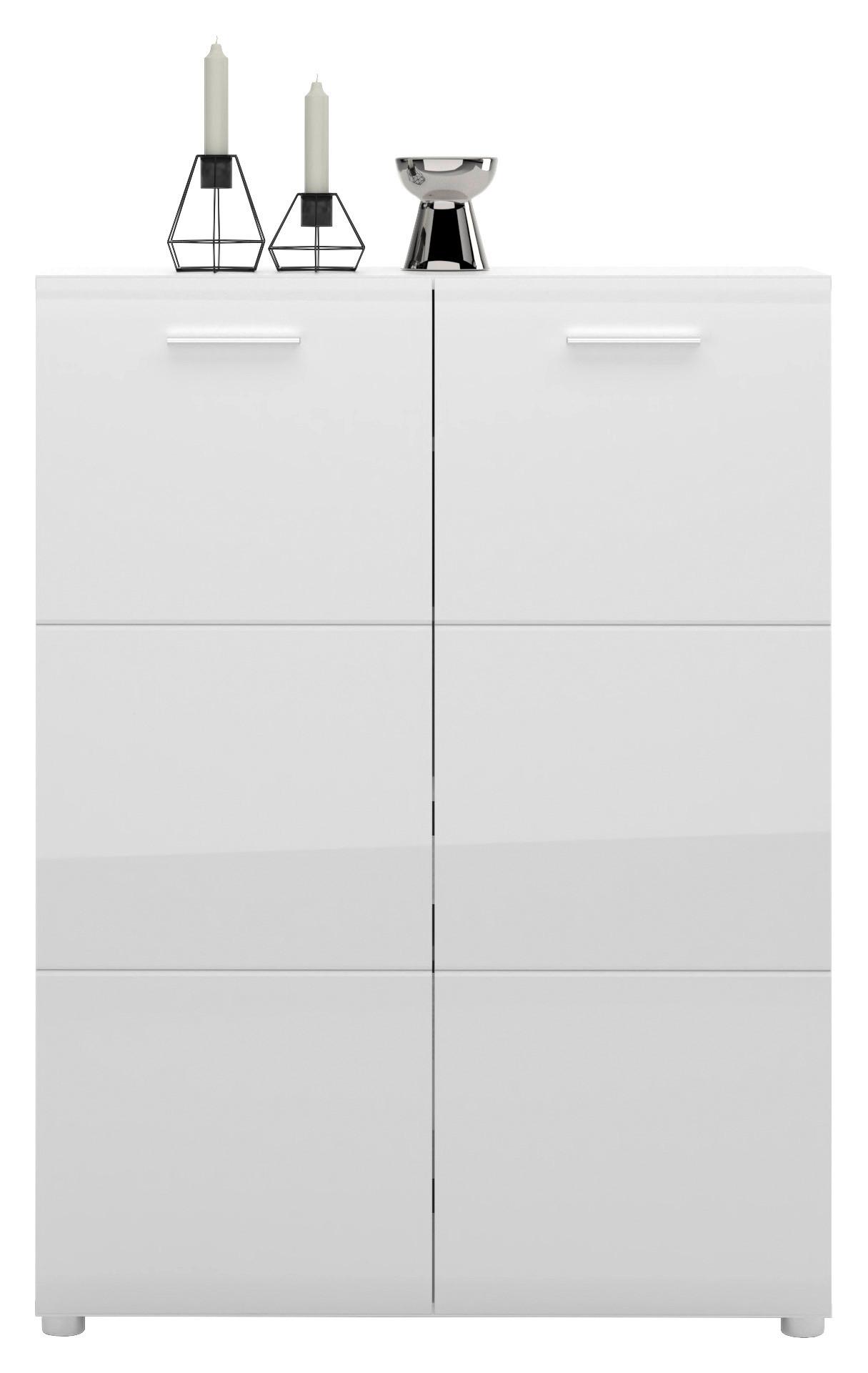 Schuhschrank Merano Weiß B: 89,9 cm - Schwarz, MODERN, Holzwerkstoff (89,9/120/36cm)