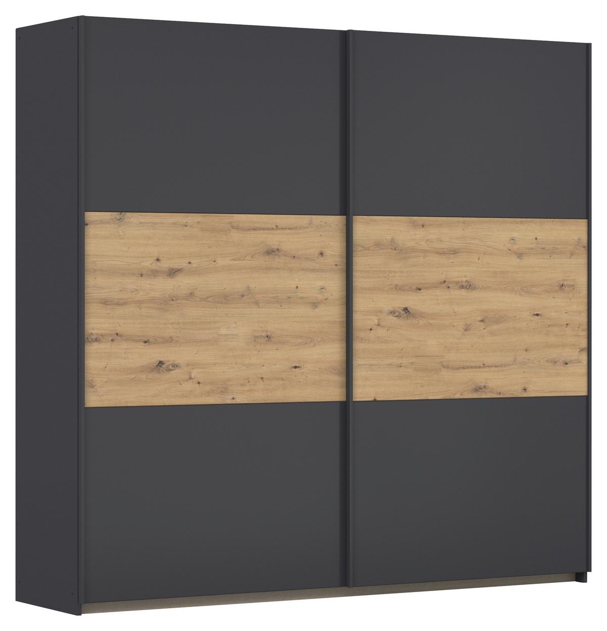 Schwebetürenschrank Neo Grau Eiche Artisan Dekor - Eiche Artisan/Grau, MODERN, Holzwerkstoff (218/210/59cm) - Rauch Möbel