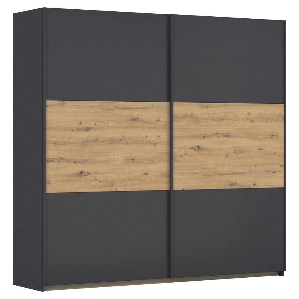 Schwebetürenschrank Neo Grau Eiche Artisan Dekor
