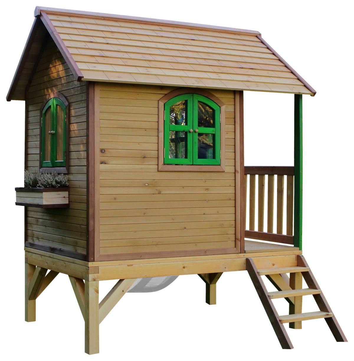 Spielhaus A030.036.90 - Rot/Braun, KONVENTIONELL, Holz (287/231/191cm) - Ambia Garden