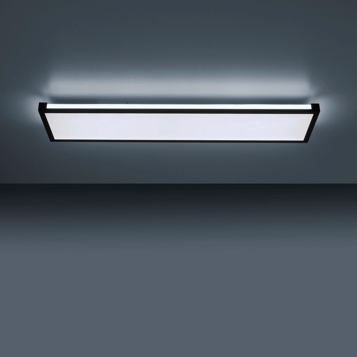 Deckenleuchte Mario L: 100 cm Rechteckig 2-Flammig dimmbar - Schwarz, Design, Kunststoff/Metall (100/25/7,1cm)