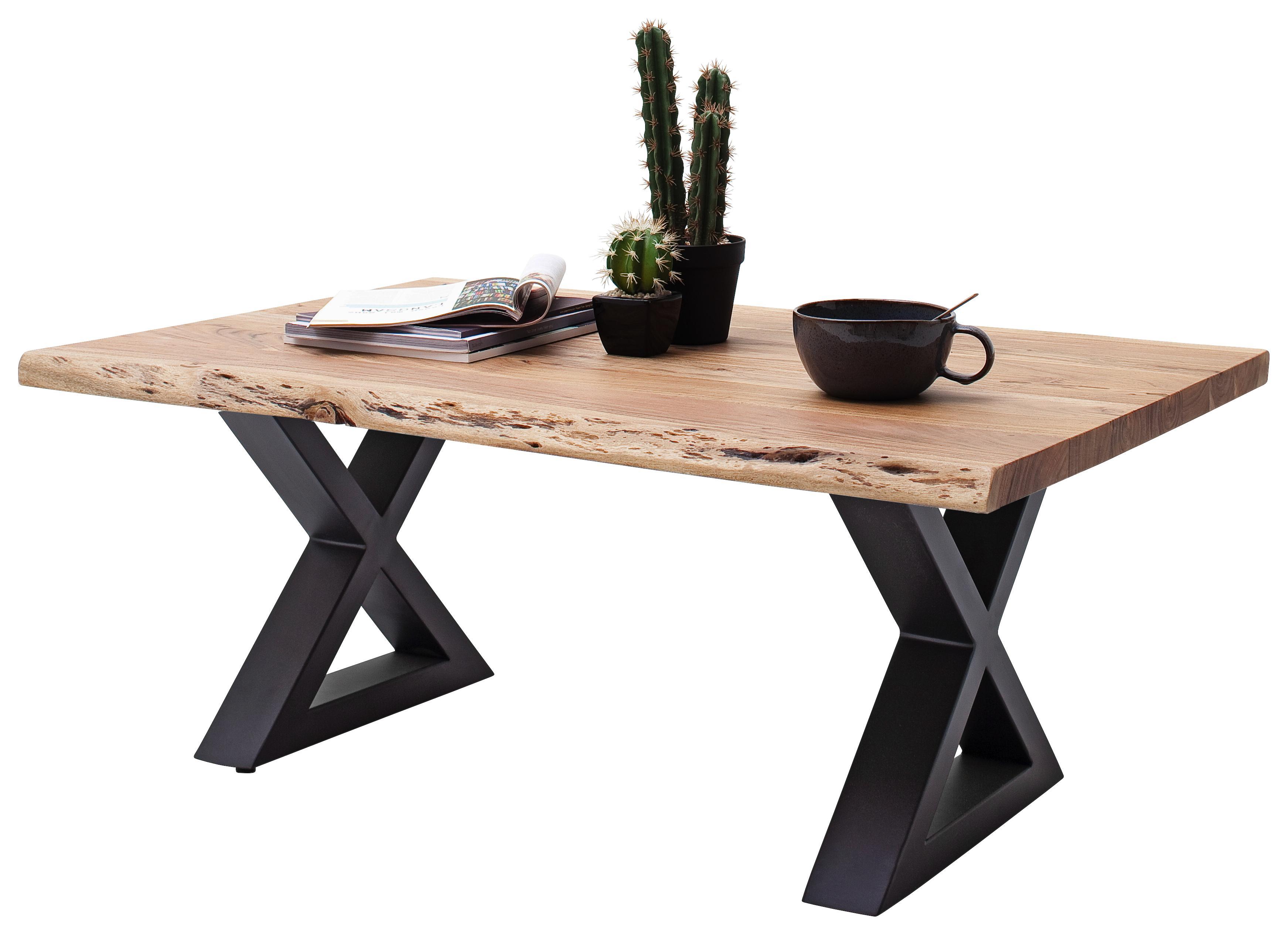 Couchtisch Cartagena Tischplatte Massiv B: 110cm - Anthrazit/Akaziefarben, MODERN, Holz/Metall (110/45/70cm)