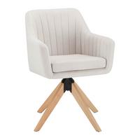 Sametová židle Lucita otočná, nohy dřevo - přírodní barvy/béžová, Moderní, kov/dřevo (58/87/60cm) - Bessagi Home