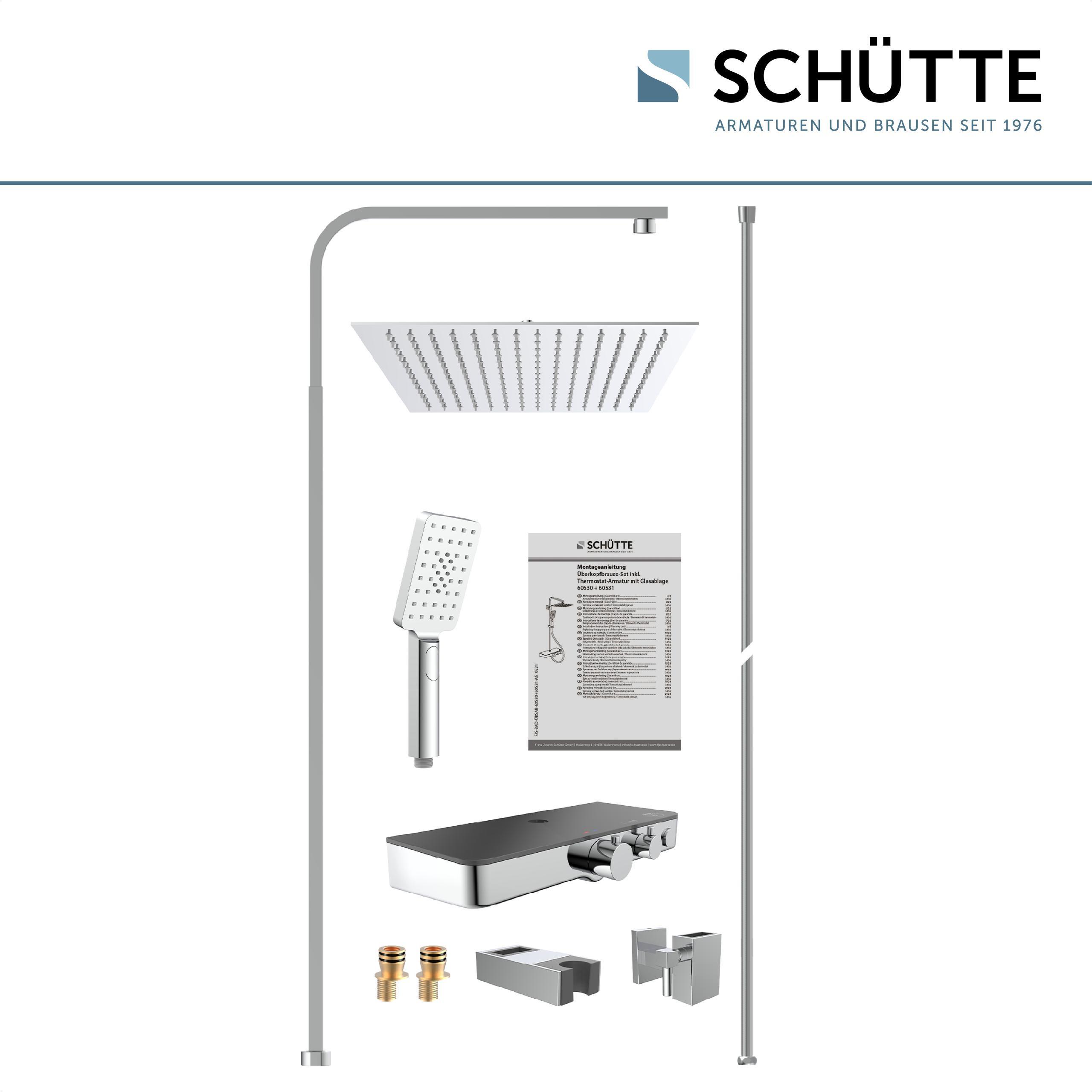 Brausegarnitur Ocean Chrom 3-Fach verstellbar Anti-Kalk - Anthrazit, Design, Metall (3/80-120/37,5cm) - Schütte