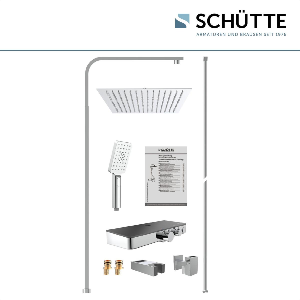 Brausegarnitur Ocean Chrom 3-Fach verstellbar Anti-Kalk - Anthrazit, Design, Metall (3/80-120/37,5cm) - Schütte