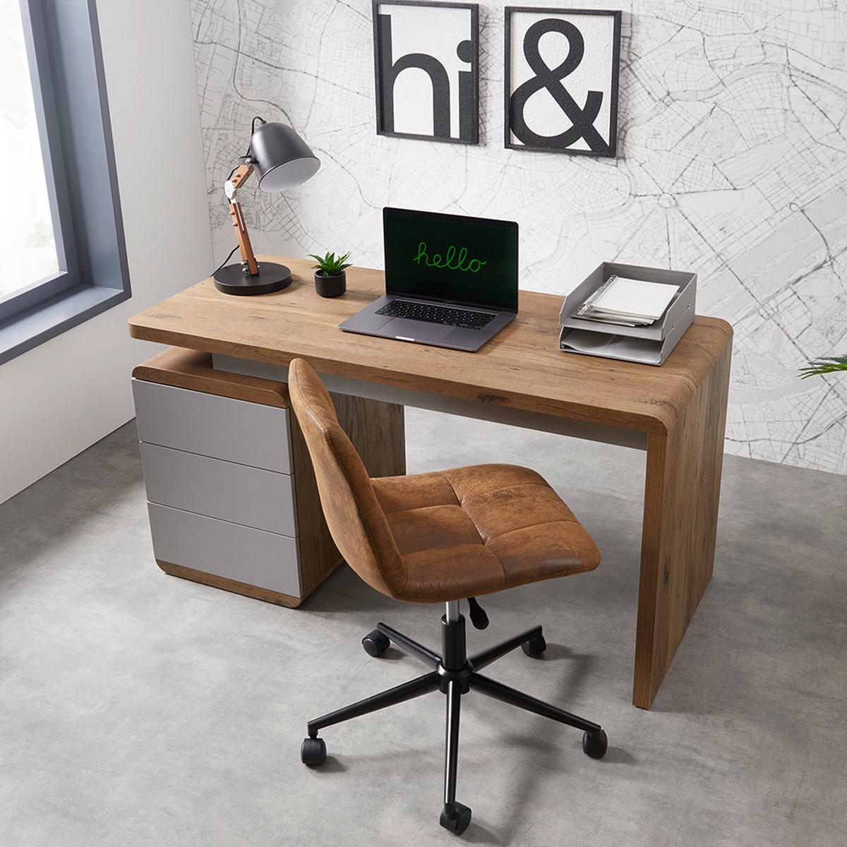 Otočná židle CLELIE hnědá - černá/hnědá, Moderní, kov/dřevo (45/79-89/57cm) - Bessagi Home