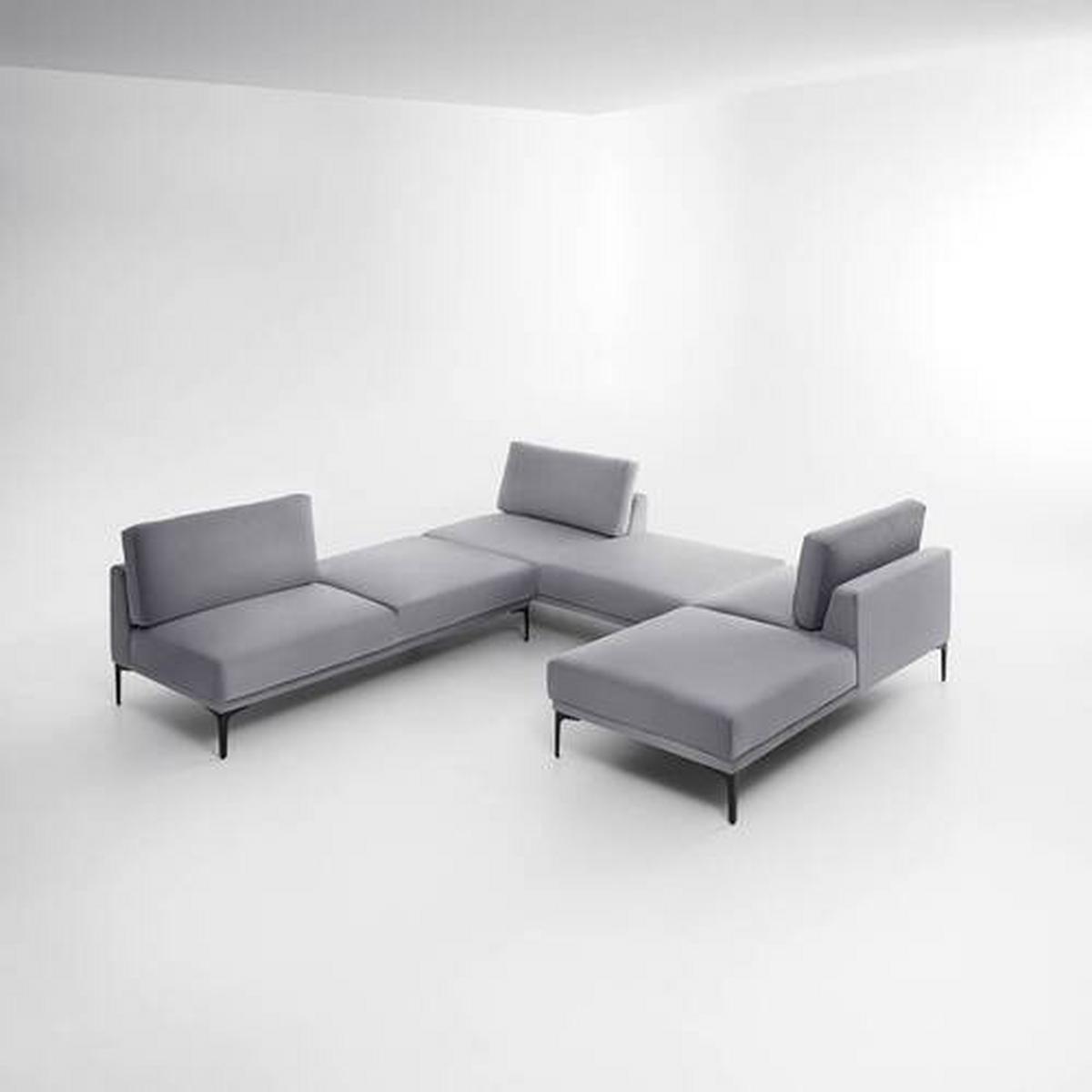 Lenoška TESSA šedá - šedá/černá, Moderní, kov/textil (180,5/82,5/88,5cm) - Bessagi Home