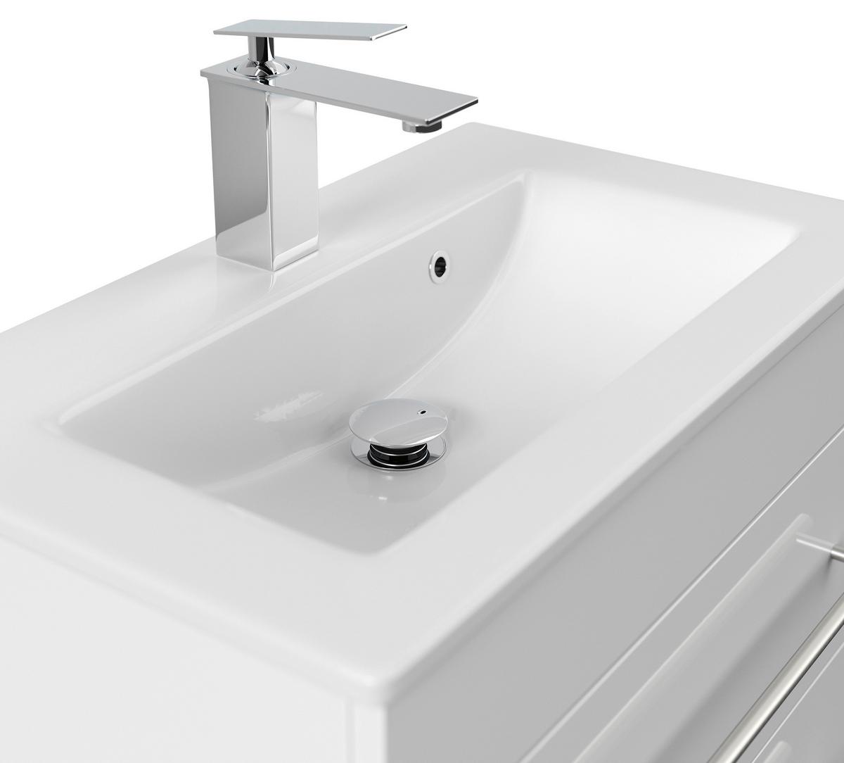 Badezimmer Portus Weiß Hochglanz B:60,6cm - Weiß Hochglanz/Weiß, MODERN, Holzwerkstoff (60,6cm) - MID.YOU