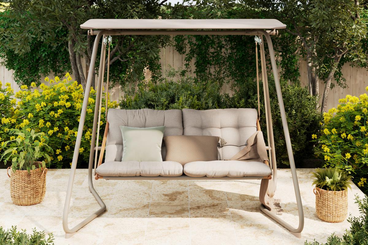 HOLLYWOODSKA HOJDAČKA CARINA - sivá/farba tíku, Modern, kov/textil (214/154/202cm) - Mömax