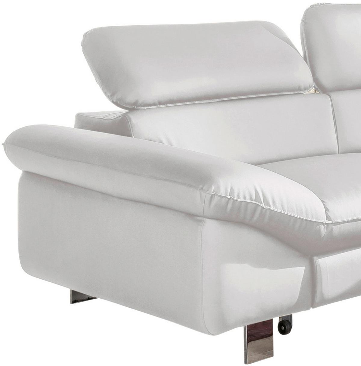 Ecksofa Mit Schlaffunktion Driver Weiß Lederlook - Chromfarben/Weiß, MODERN, Textil (266/214cm) - MID.YOU