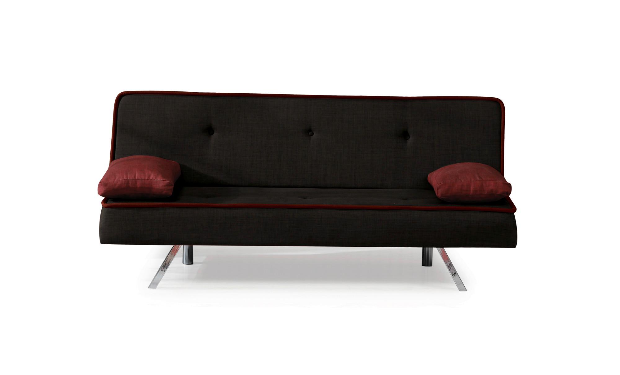 3-Sitzer-Sofa Norfolk Mit Schlaffunktion Schwarz - Rot/Schwarz, Design, Textil (183/84/82cm) - Livetastic