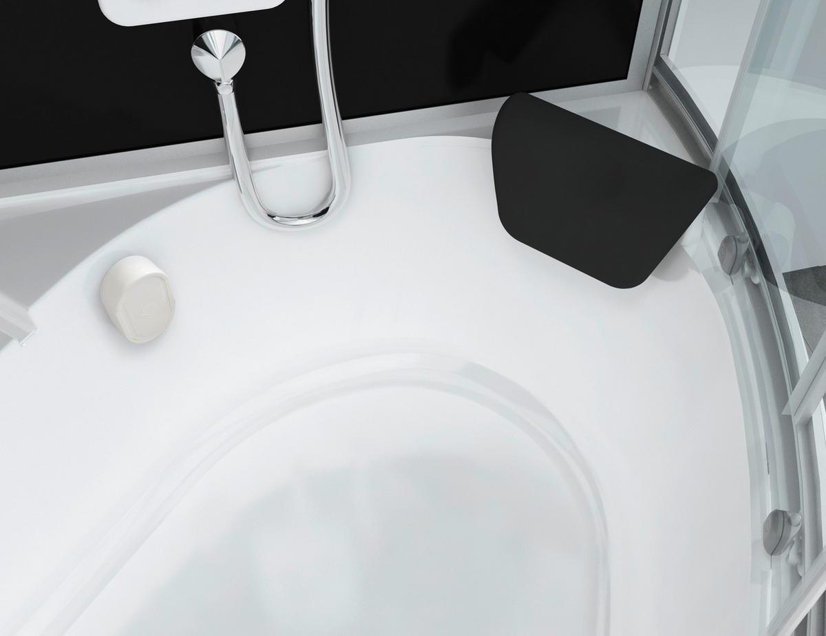 Dampfdusche Cuba Schwarz mit Radio, Ventilator, Ablage - Schwarz/Weiß, Basics, Glas (130/130/229cm) - Sanotechnik