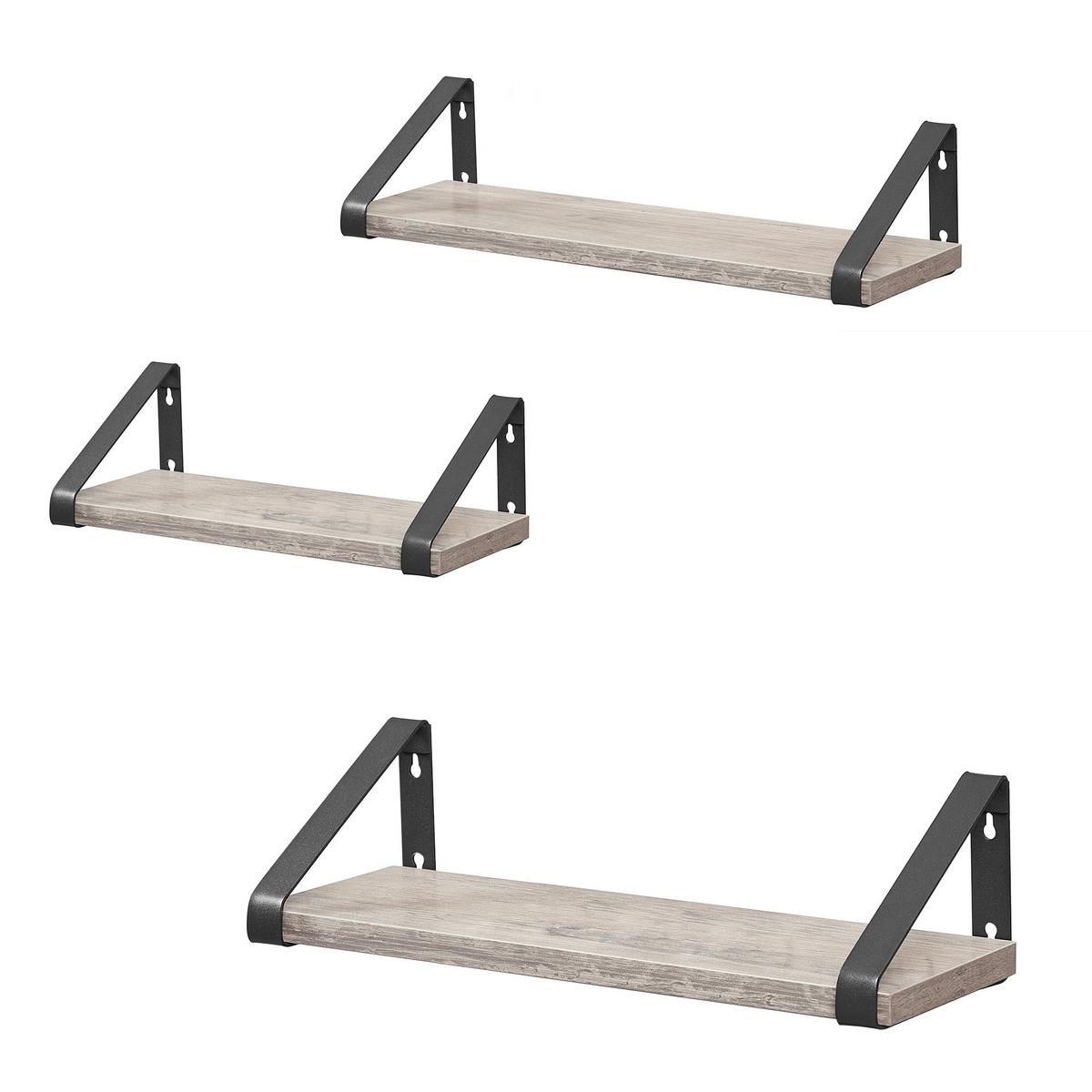 Wandregalset Wall Shelf Set - Greige/Schwarz, MODERN, Holzwerkstoff/Metall (40/11/12cm) - MID.YOU