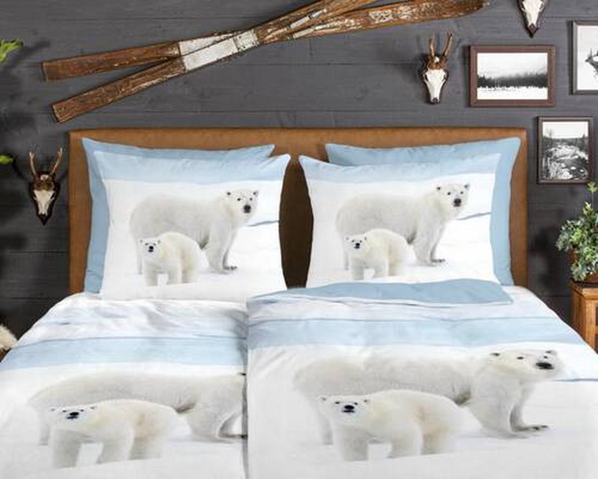 Wendebettwäsche Care Blau Weiß 135x200 cm - Blau/Weiß, Natur, Textil (135/200cm)