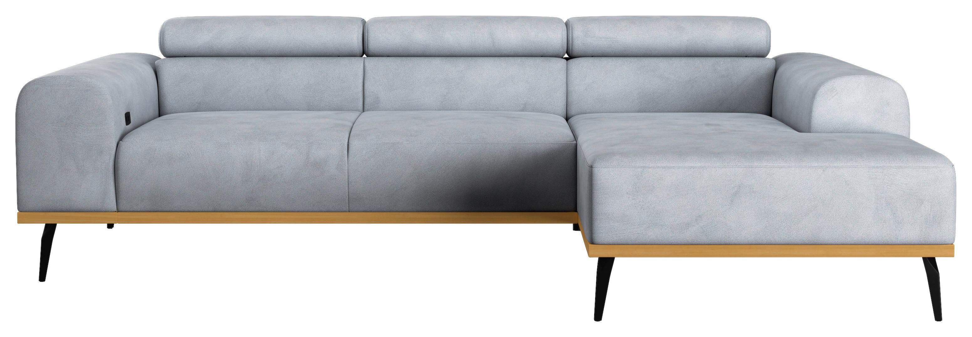 Ecksofa Hellgrau Mit Sitzvorzug S: 244x157 Cm - Hellgrau/Schwarz, KONVENTIONELL, Textil (244/157cm) - Cotta