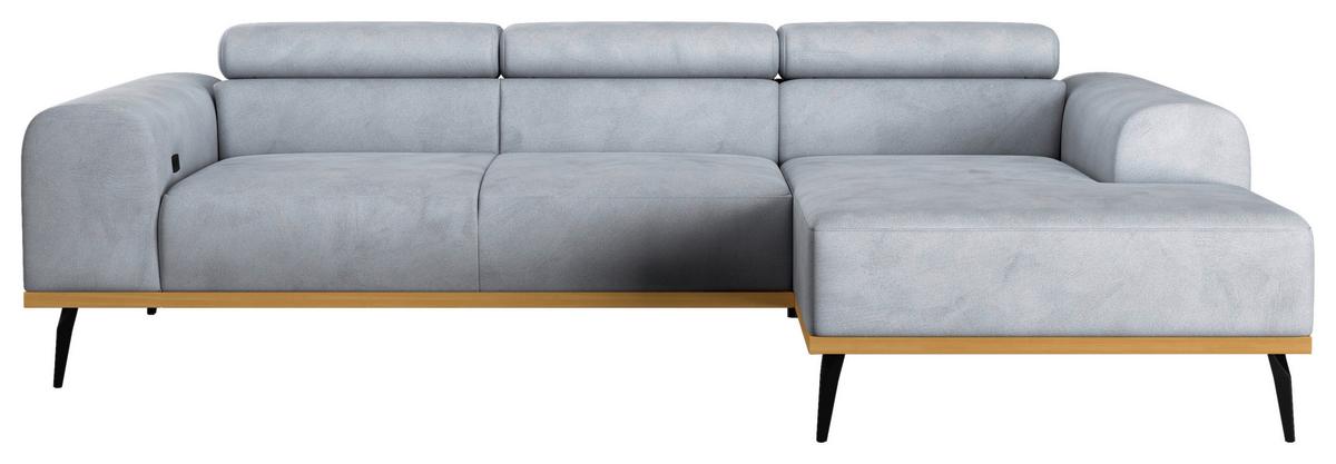 Ecksofa Hellgrau Mit Sitzvorzug S: 244x157 Cm - Hellgrau/Schwarz, KONVENTIONELL, Textil (244/157cm) - Cotta