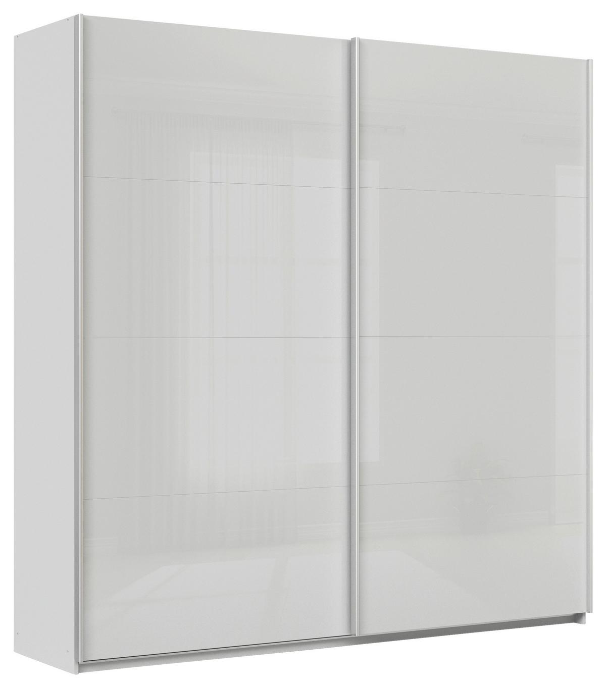 Schwebetürenschrank B: 225cm Feldkirch Seidengrau - Grau Hochglanz/Hellgrau, MODERN, Glas/Holzwerkstoff (225/229/62cm)