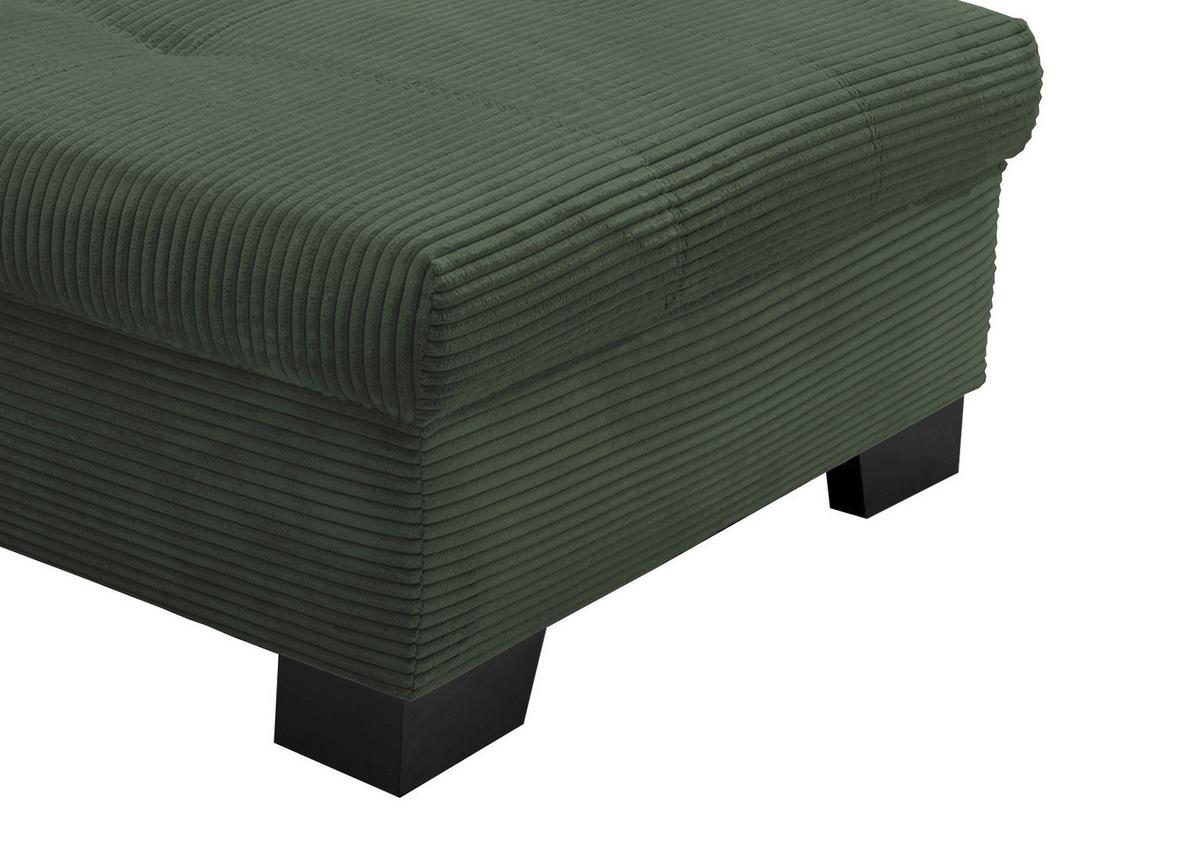 Eckosfa mit Schlaffunktion Flora Grün Cord - Beige/Schwarz, Design, Textil (250/190cm) - MID.YOU