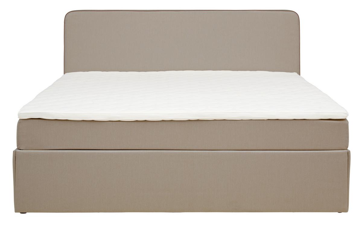 Boxbett Mit Topper 160x200 Cm Anton Beige - Beige, KONVENTIONELL, Holz/Textil (160/200cm) - P & B