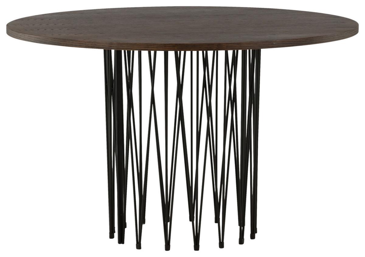 Esstisch Stone - Dunkelbraun/Schwarz, Design, Holzwerkstoff/Metall (120/120/74cm) - Livetastic