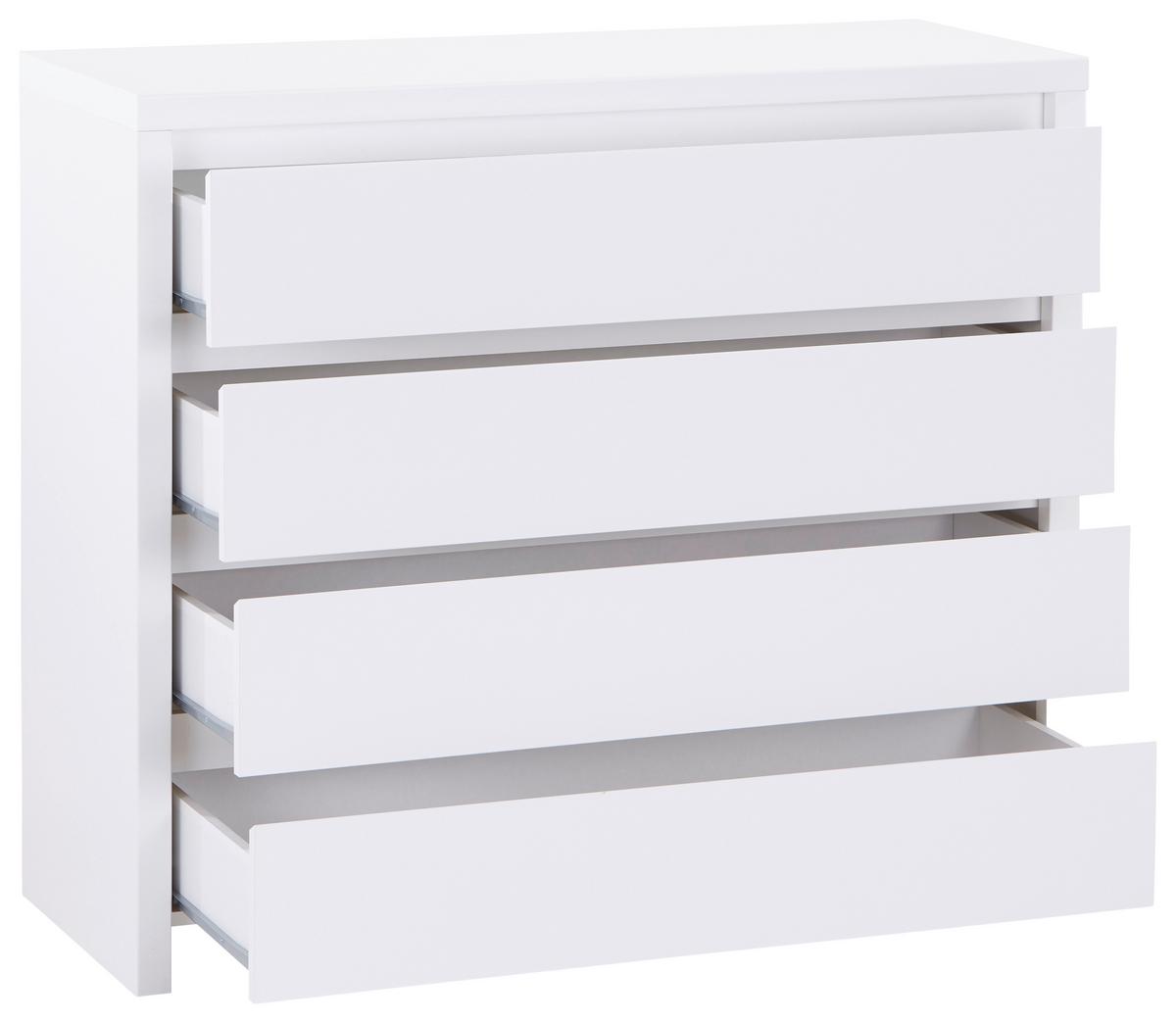 Kommode B: 105 cm Larios, Weiß - Weiß, MODERN, Holzwerkstoff (105/91/40cm)