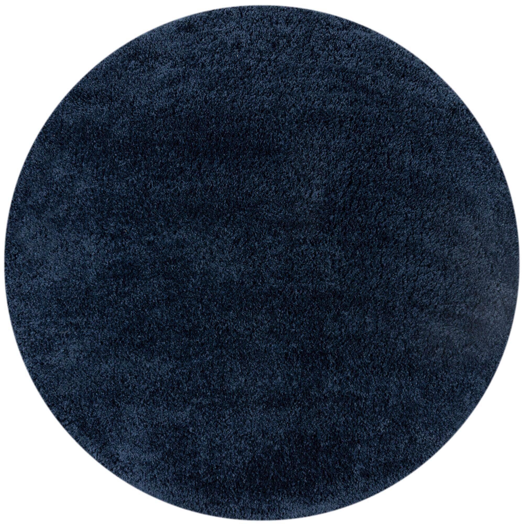 Shaggy Feahter Soft Dunkelbau Rund - Blau/Dunkelblau, Basics, Textil (133/133cm)