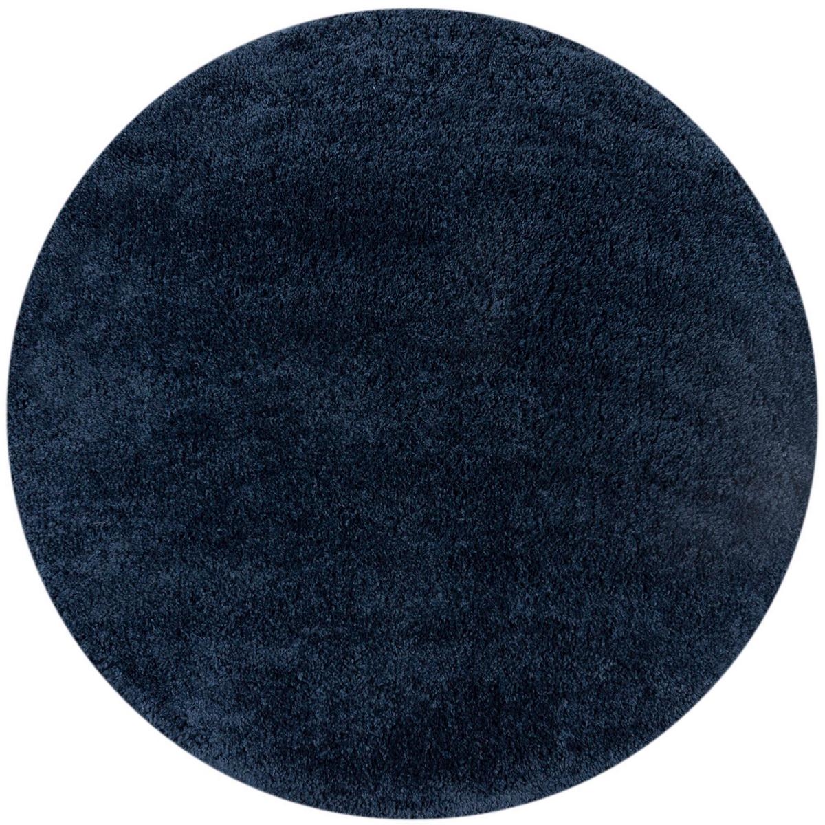 Shaggy Feahter Soft Dunkelbau Rund - Blau/Dunkelblau, Basics, Textil (133/133cm)