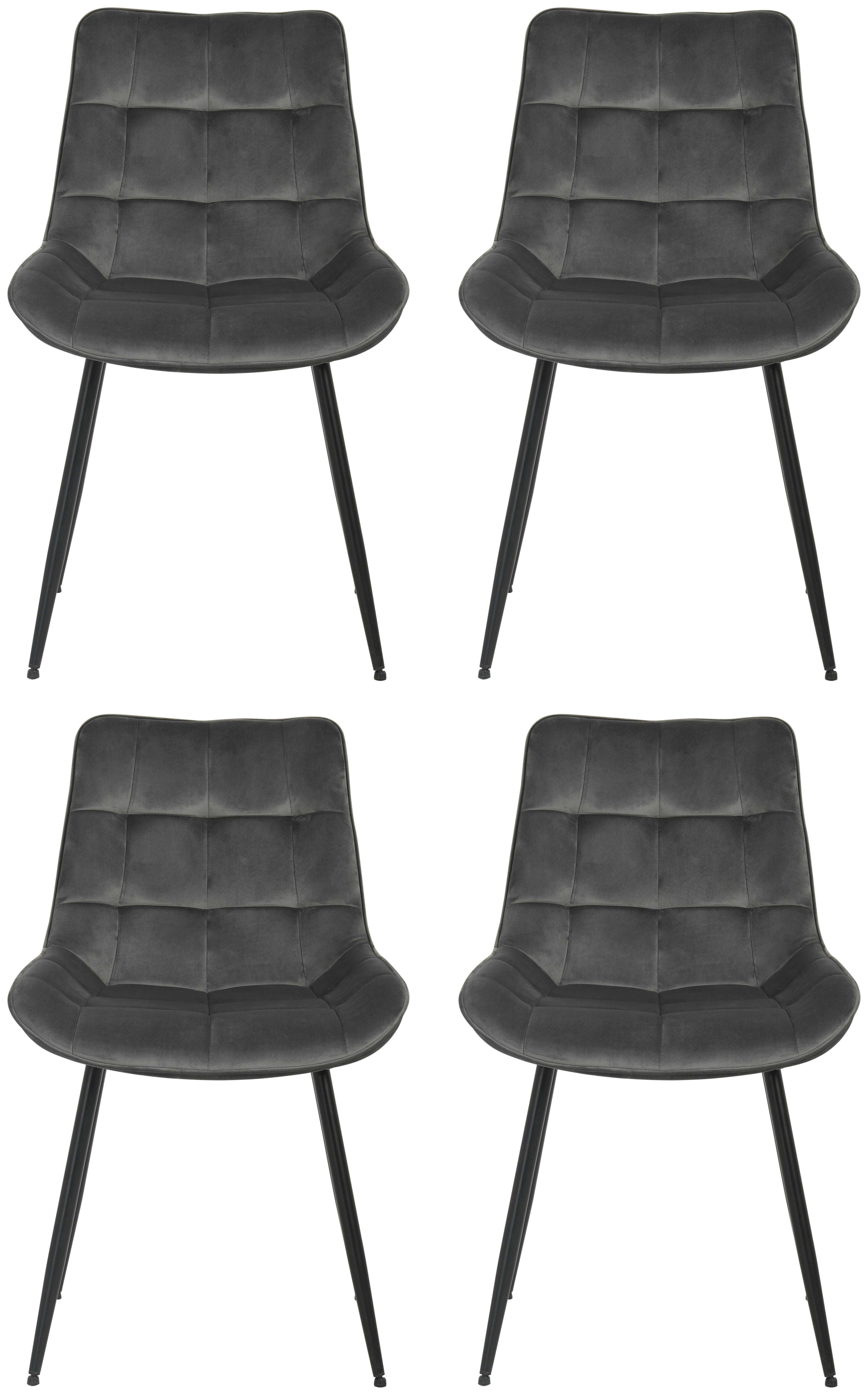 Stuhl-Set Ravenna - Schwarz/Grau, MODERN, Holz/Textil (49/85/61cm) - MID.YOU