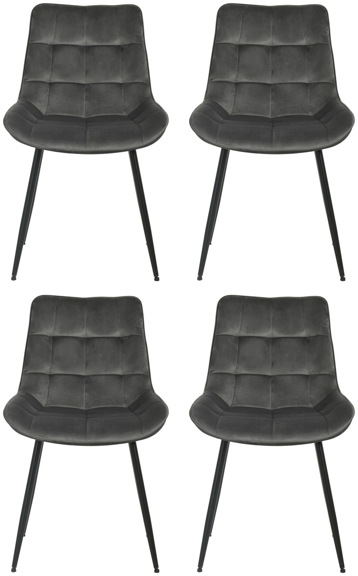 Stuhl-Set Ravenna - Schwarz/Grau, MODERN, Holz/Textil (49/85/61cm) - MID.YOU