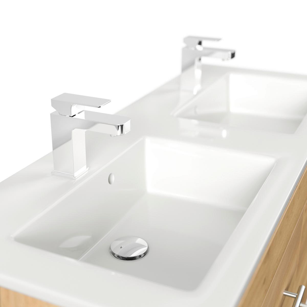 WASCHTISCHKOMBI Homeline, Eichefarben B: 120cm - Eichefarben/Weiß, Basics, Keramik/Holzwerkstoff (120cm) - MID.YOU