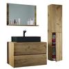 Badezimmer Lendas Bl L - Honigeiche/Schwarz, MODERN, Glas/Keramik (114cm) - MID.YOU