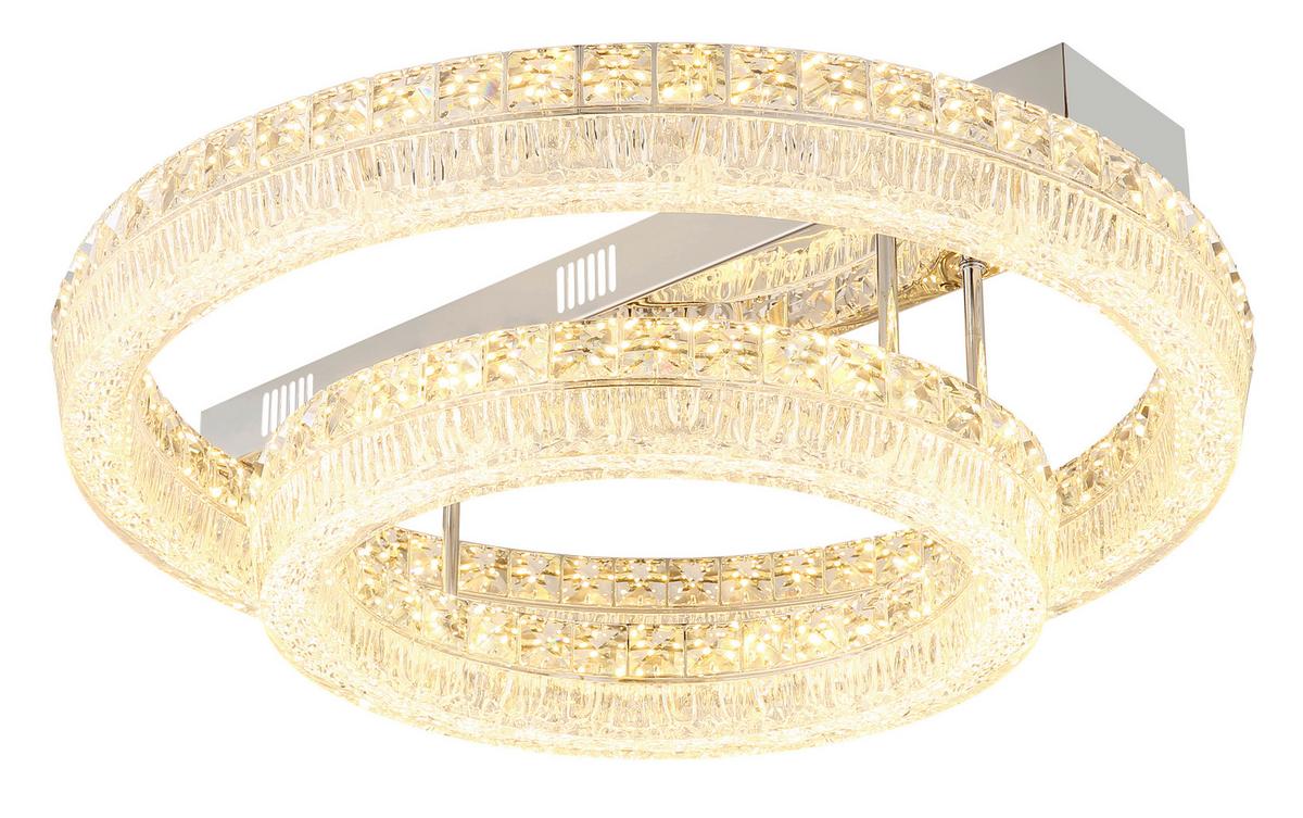 LED-Deckenleuchte Memory-Funktion - Klar/Chromfarben, KONVENTIONELL, Glas/Kunststoff (60/19,5cm) - Globo