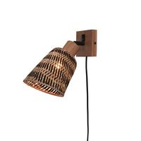 Wandleuchte Java/W/N/15/Bn - Schwarz/Naturfarben, Trend (15/15/22cm) - Good & Mojo