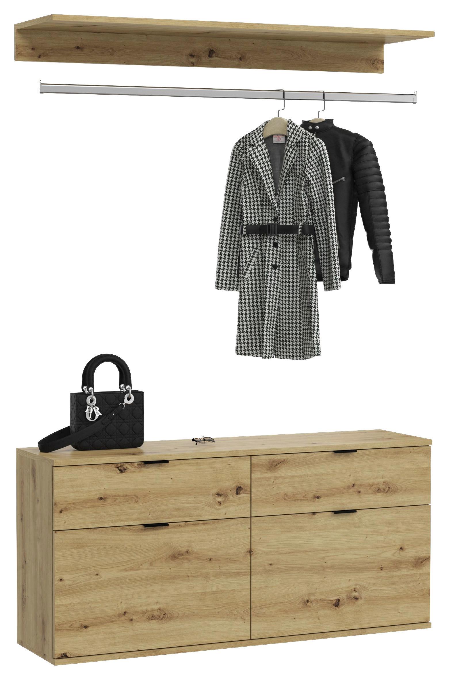 Garderobe Projekt X 2-Teilig Eiche Artisan B: 121 cm - KONVENTIONELL, Holzwerkstoff (121/61/34cm) - MID.YOU