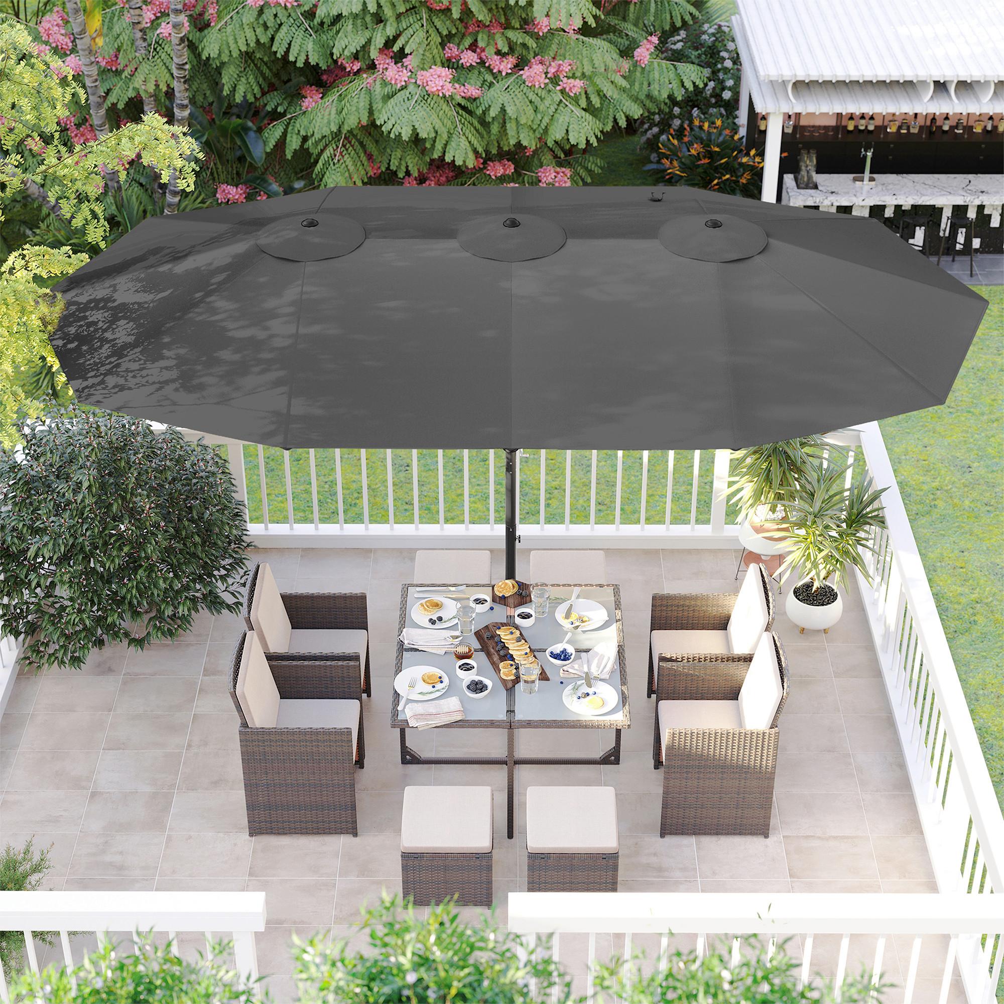 Sonnenschirm Grau Schwarz BxL: 460x270 cm - Schwarz/Grau, Basics, Textil/Metall (460/270cm) - Modante