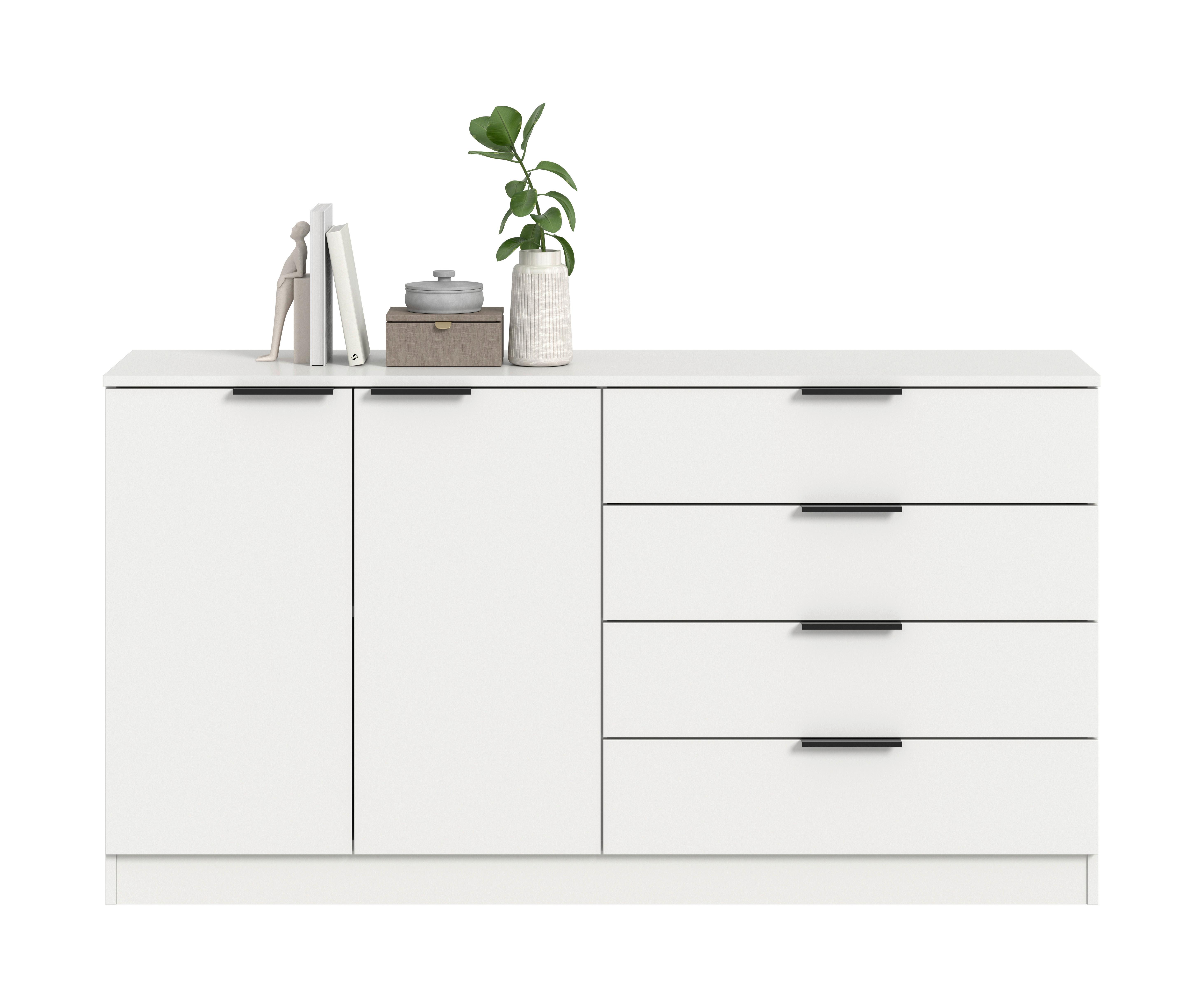 Tálalószekrény Kopenhagen - fehér, Design, faalapú anyag (148/80/35cm) - Livetastic