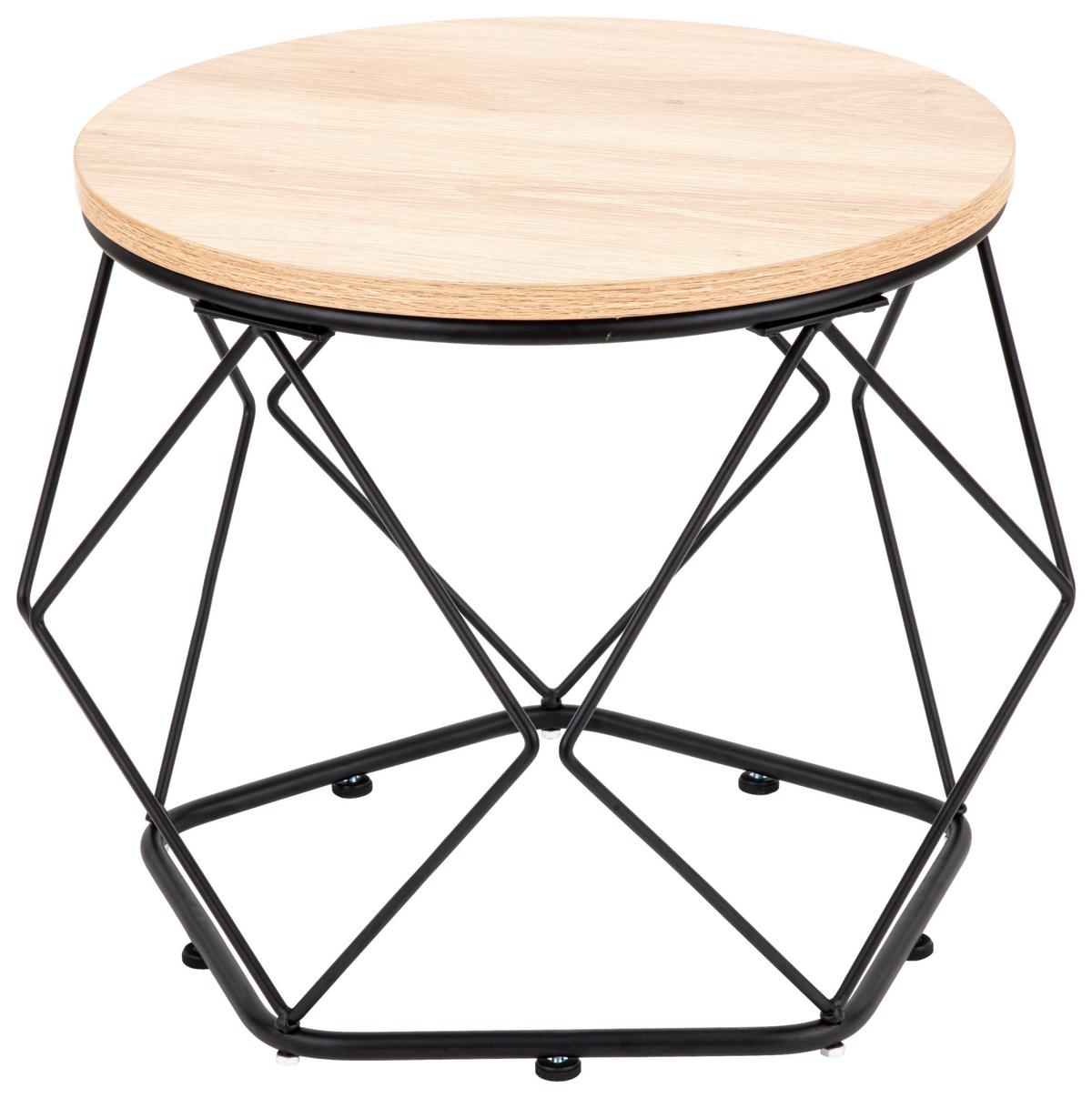 Couchtisch-Set Schwarz/Eichefarben B: 50cm - Eichefarben/Schwarz, Design, Holzwerkstoff/Metall (50-40/50-40/40-36cm) - MID.YOU