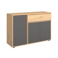 Sideboard Caneva Anthrazit/eichefarben B: 128cm - Anthrazit/Schwarz, MODERN, Holzwerkstoff (128/86/40,3cm)