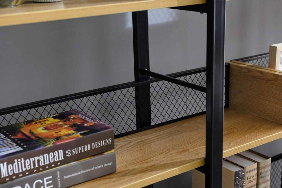 Regal Naturfarben/schwarz - Schwarz/Naturfarben, Design, Holzwerkstoff/Metall (120/180/30cm) - Livetastic