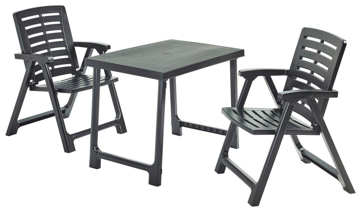 Balkonmöbel Set Pik Nik aus Kunststoff, klappbar - Anthrazit, Basics, Kunststoff - Ondega