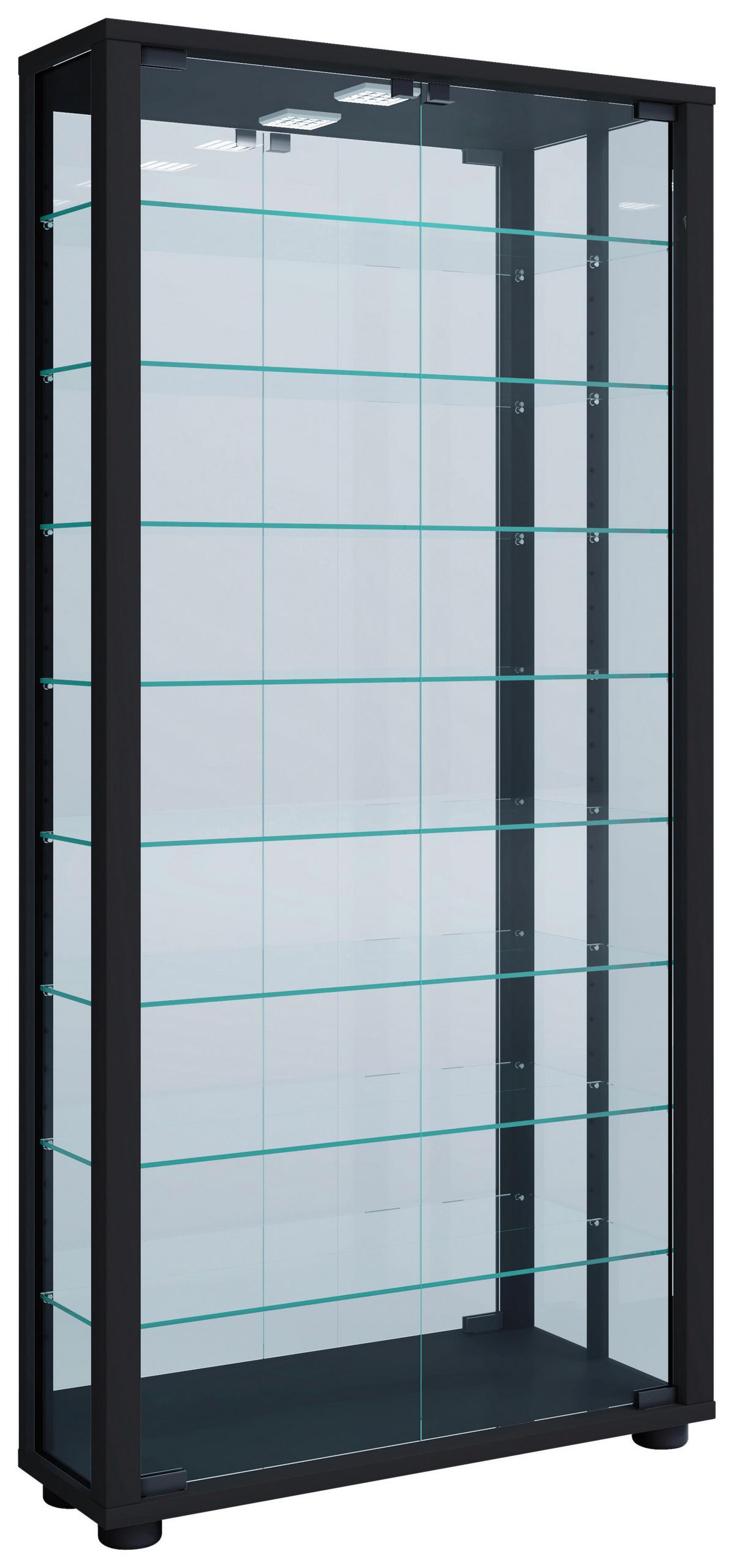 Vitrine Lumo Schwarz B: 59 cm - Schwarz, MODERN, Glas/Holzwerkstoff (59/114,8/18cm) - MID.YOU