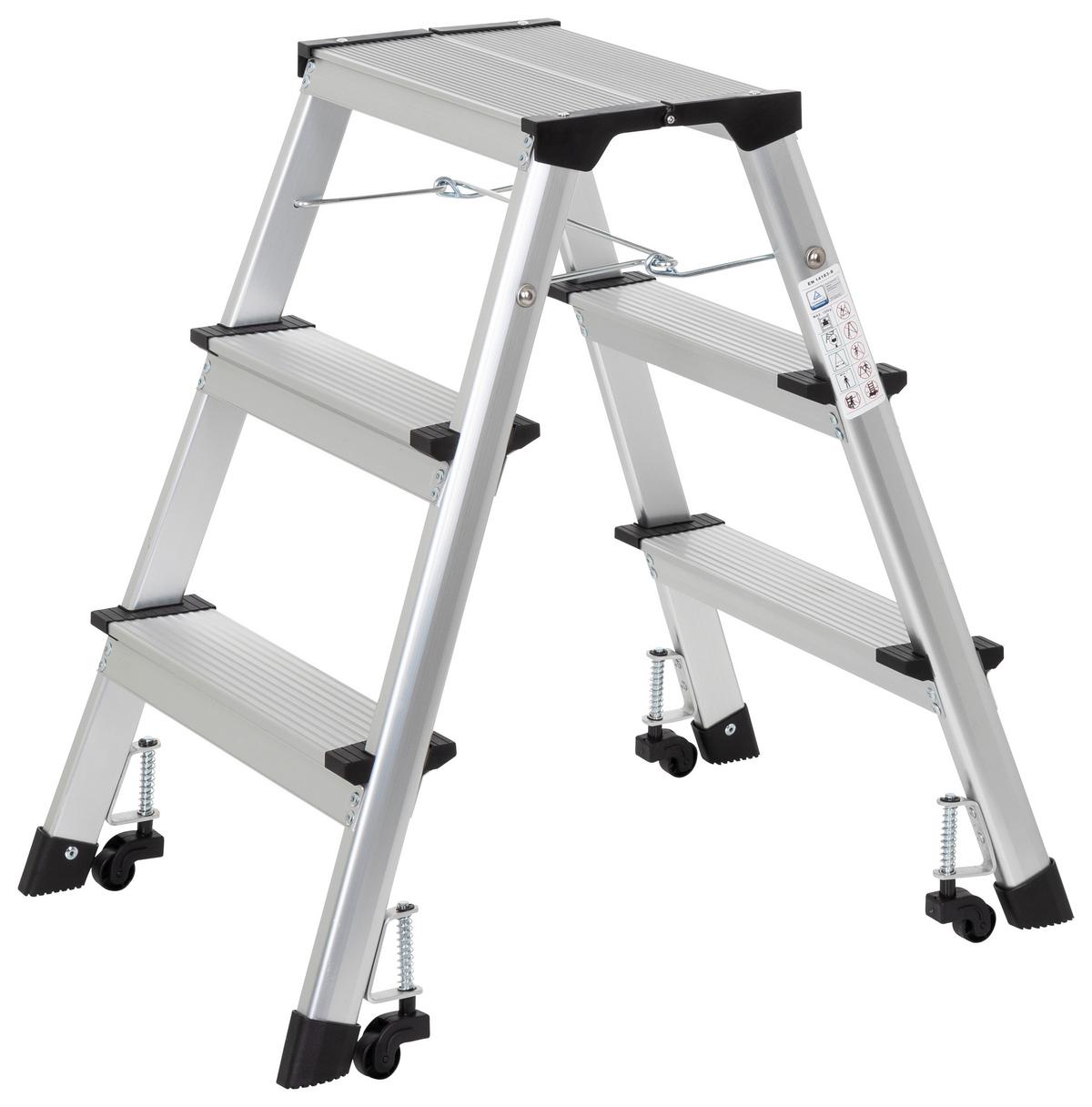 Klapptrittleiter Solid Iv - Alufarben, Basics, Metall (43/67/21cm) - MID.YOU