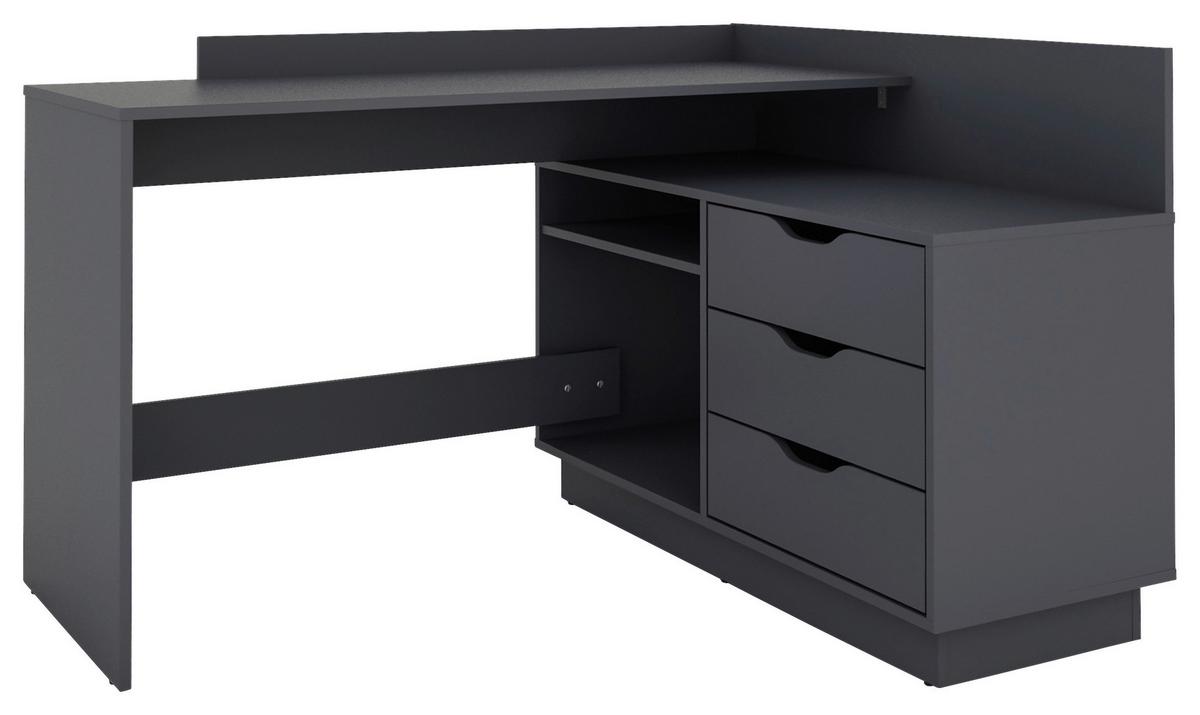 Eckschreibtisch Mit Stauraum B 129 Cm H 83,5 Cm Belfast - Anthrazit, Basics, Holzwerkstoff (129/83,5/105cm) - MID.YOU